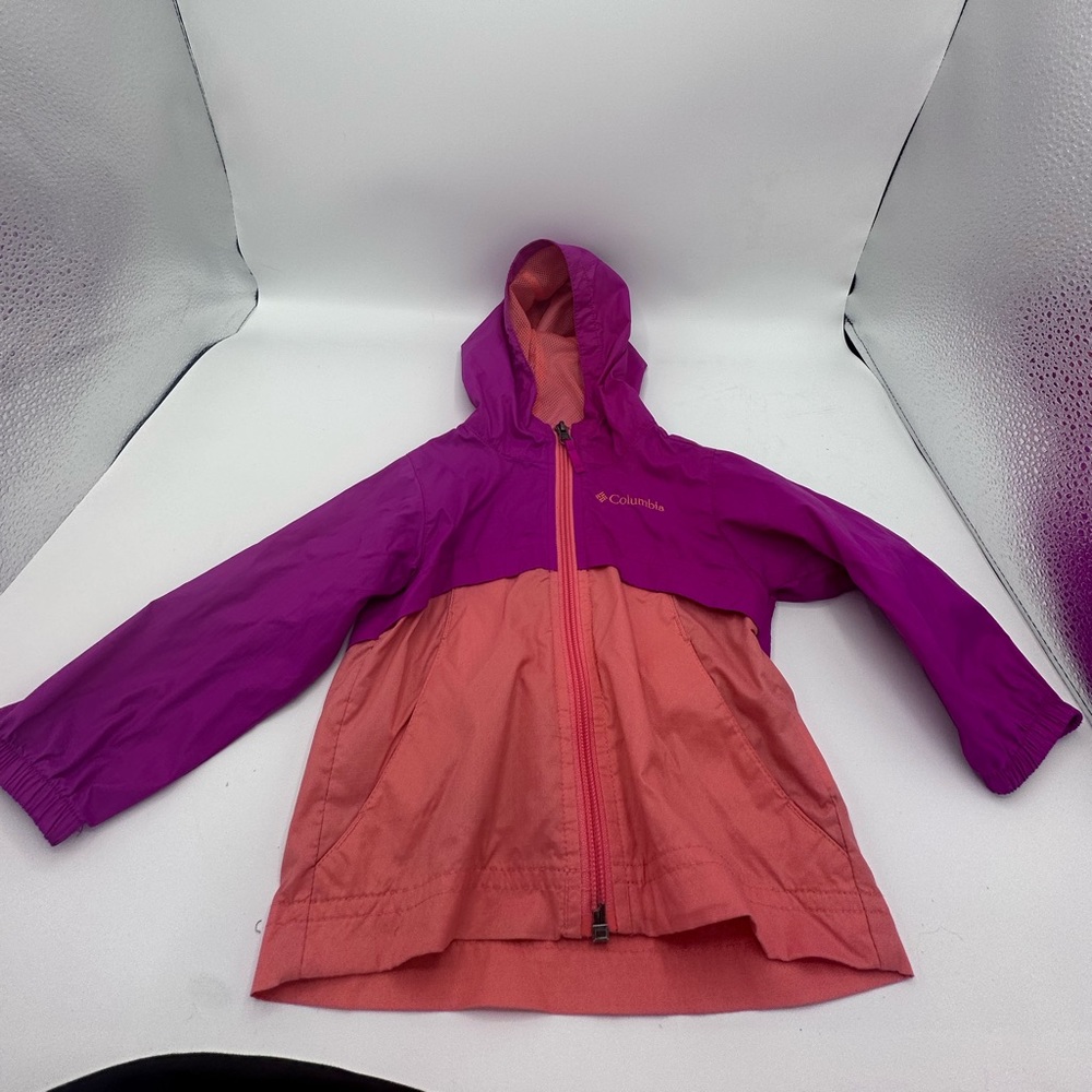 Columbia Kids 2 Toned Fushia/Peach Rain Jacket Size Infant 6-12 months